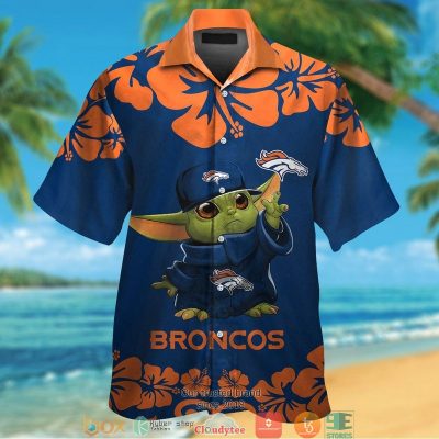 Denver Broncos Baby Yoda Hibiscus Orange Hawaiian Shirt, Short - Hot Sale 2025