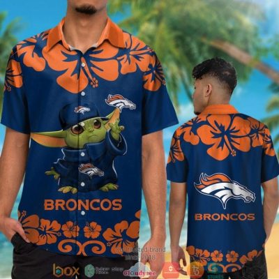 Denver Broncos Baby Yoda Hibiscus Orange Hawaiian Shirt, Short - Hot Sale 2025