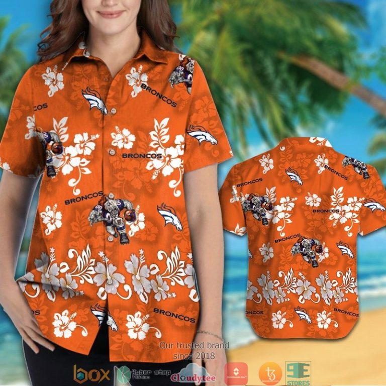 Denver Broncos Hibiscus Flower Orange Hawaiian Shirt, Short - Hot Sale 2025 Denver Broncos Hibiscus Flower Orange Hawaiian Shirt, Short - Hot Sale 2025