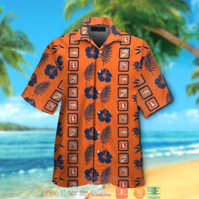 Denver Broncos Hibiscus Leaf Square Pattern Hawaiian Shirt, Short - Hot Sale 2025