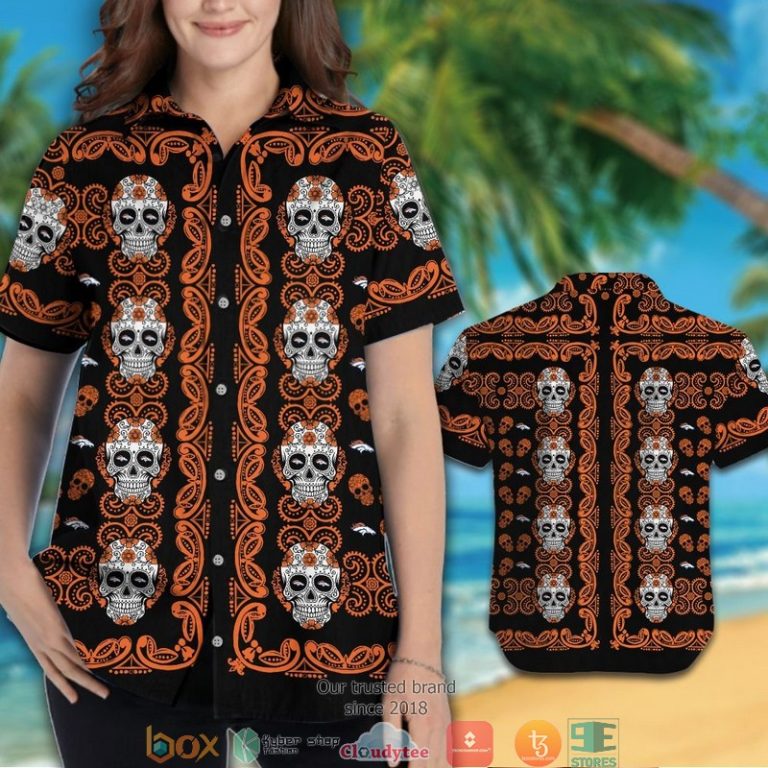 Denver Broncos Small Sugar Skull Hawaiian Shirt, Short - Hot Sale 2025