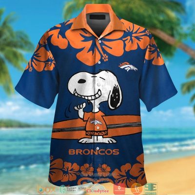 Denver Broncos Snoopy Hibiscus Orange Hawaiian Shirt, Short - Hot Sale 2025