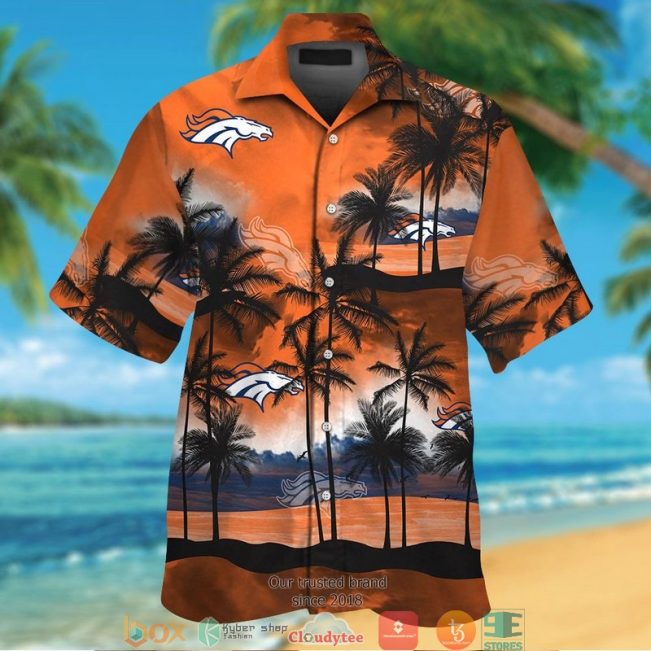 Denver Broncos Coconut Island Navy Orange Ocean Hawaiian Shirt, Short - Hot Sale 2025