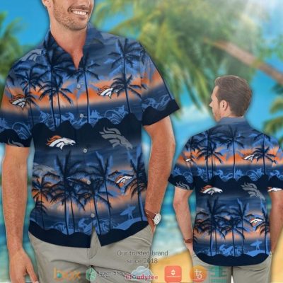 Denver Broncos Coconut Island Navy Orange Waves Hawaiian Shirt, Short - Hot Sale 2025