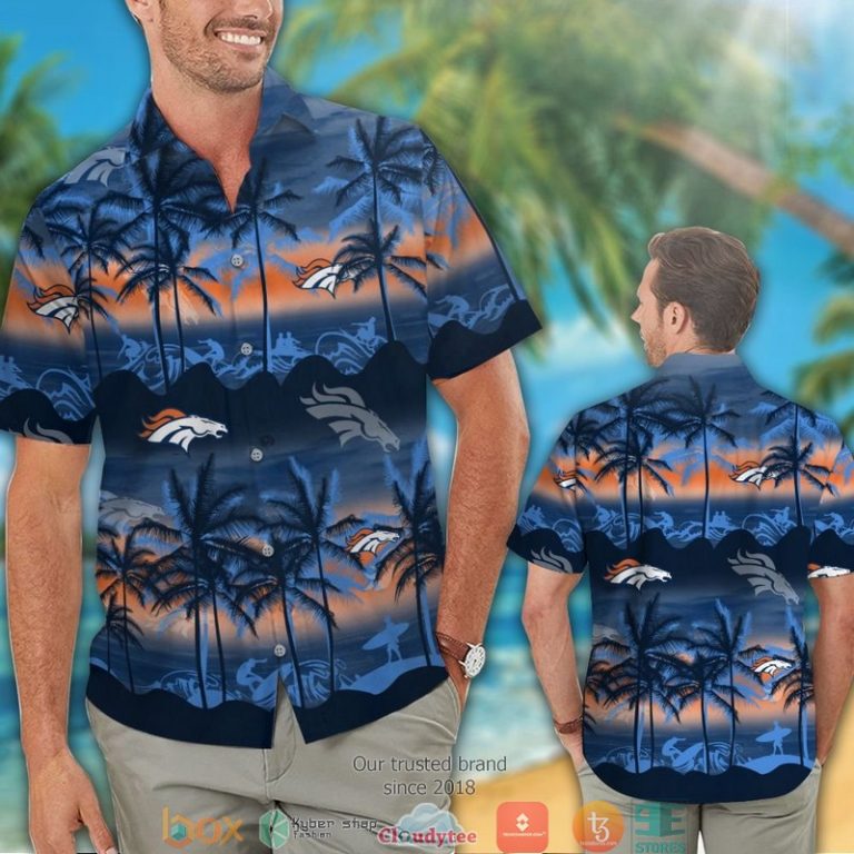 Denver Broncos Coconut Island Navy Orange Waves Hawaiian Shirt, Short - Hot Sale 2025 Denver Broncos Coconut Island Navy Orange Waves Hawaiian Shirt, Short - Hot Sale 2025