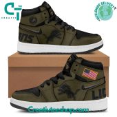 Detroit Lions Salute to Service Green Air Jordan 1 Sneaker - soulcals.com