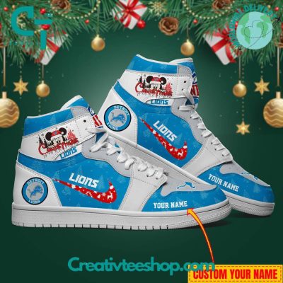 Detroit Lions x Mickey Mouse Merry Christmas Air Jordan 1 Sneaker - soulcals.com
