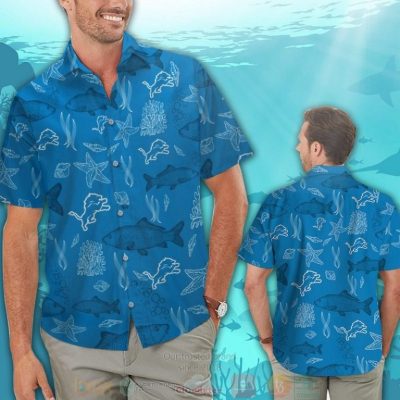 Detroit Lions Fish Hawaiian Shirt And Shorts - Hot Sale 2025