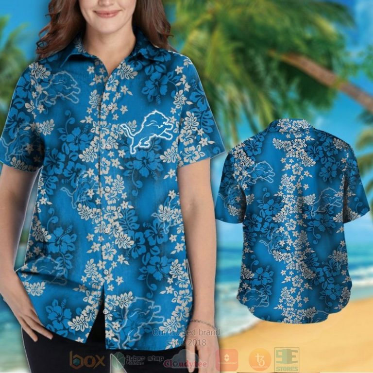 Detroit Lions Hibiscus Blue White Hawaii Shirt, Shorts - Hot Sale 2025