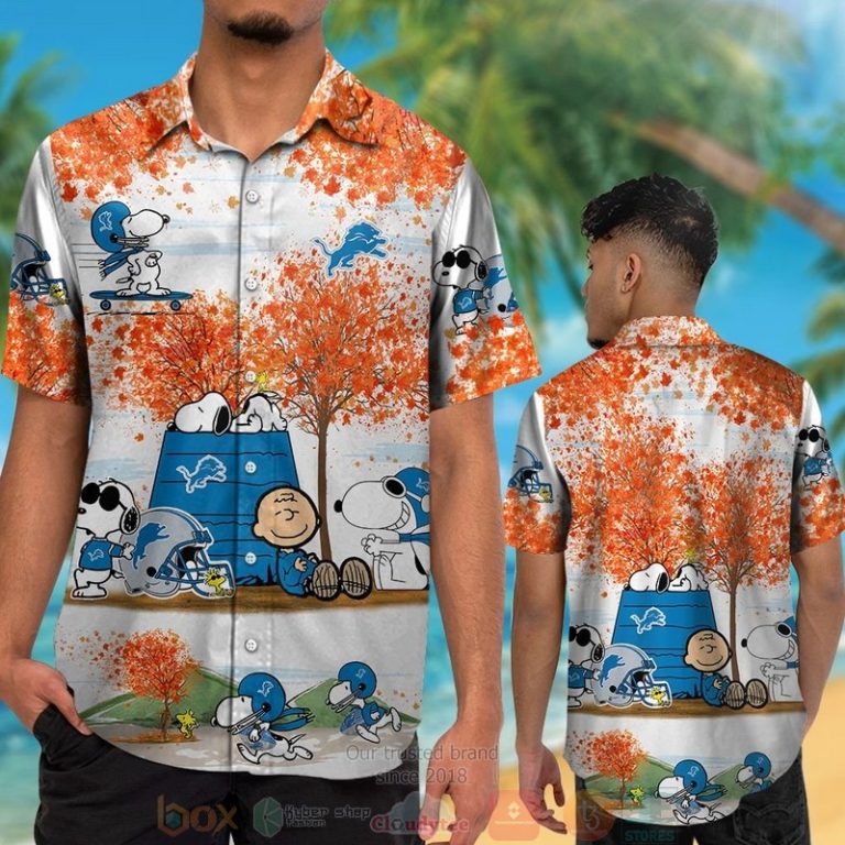 Detroit Lions Snoopy Charlie Brown Autumn Hawaiian Shirt And Shorts - Hot Sale 2025 Detroit Lions Snoopy Charlie Brown Autumn Hawaiian Shirt And Shorts - Hot Sale 2025