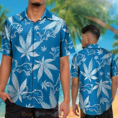 Detroit Lions Weed Blue Hawaiian Shirt And Shorts - Hot Sale 2025