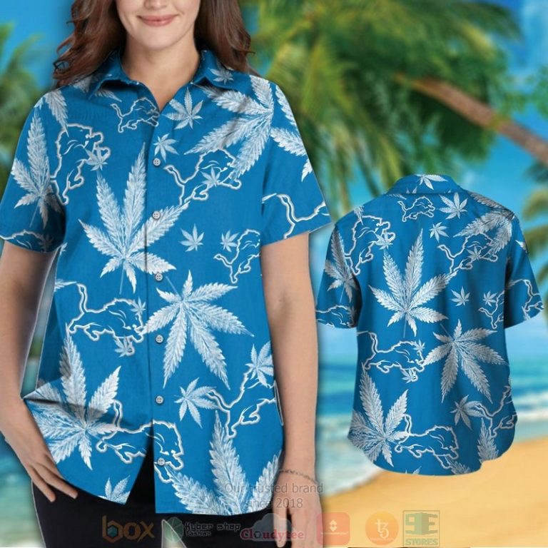 Detroit Lions Weed Blue Hawaiian Shirt And Shorts - Hot Sale 2025