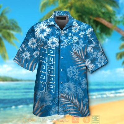 Detroit Lions Blue Flowers Hawaiian Shirt And Shorts - Hot Sale 2025