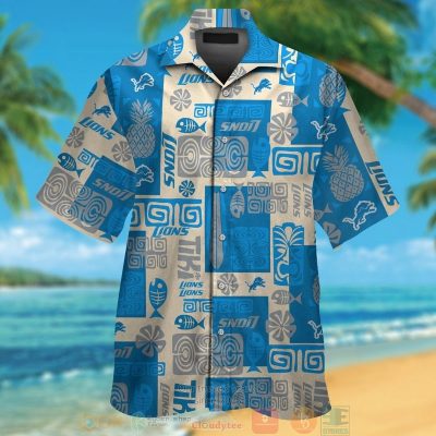 Detroit Lions Blue Hawaiian Shirt And Shorts - Hot Sale 2025