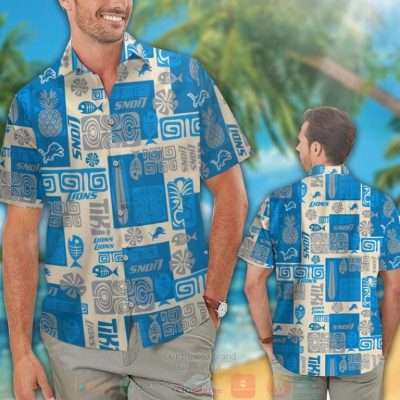 Detroit Lions Blue Hawaiian Shirt And Shorts - Hot Sale 2025