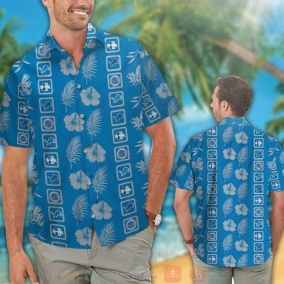 Detroit Lions Logo Tropical Plant Blue Hawaiian Shirt And Shorts - Hot Sale 2025