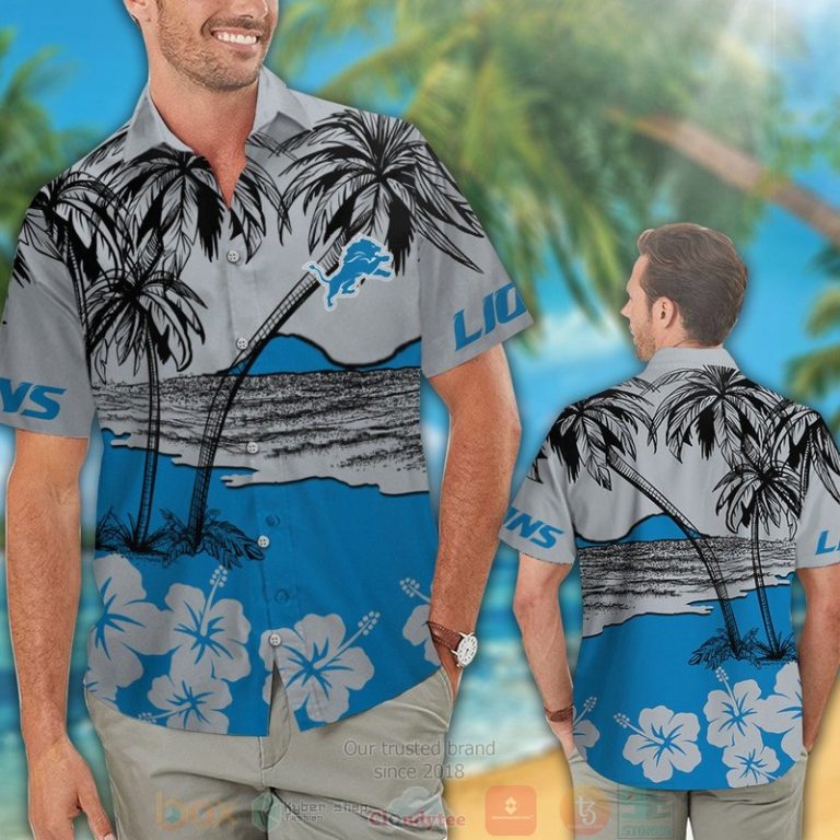 Detroit Lions Palm Tree Hibiscus Hawaiian Shirt And Shorts - Hot Sale 2025 Detroit Lions Palm Tree Hibiscus Hawaiian Shirt And Shorts - Hot Sale 2025