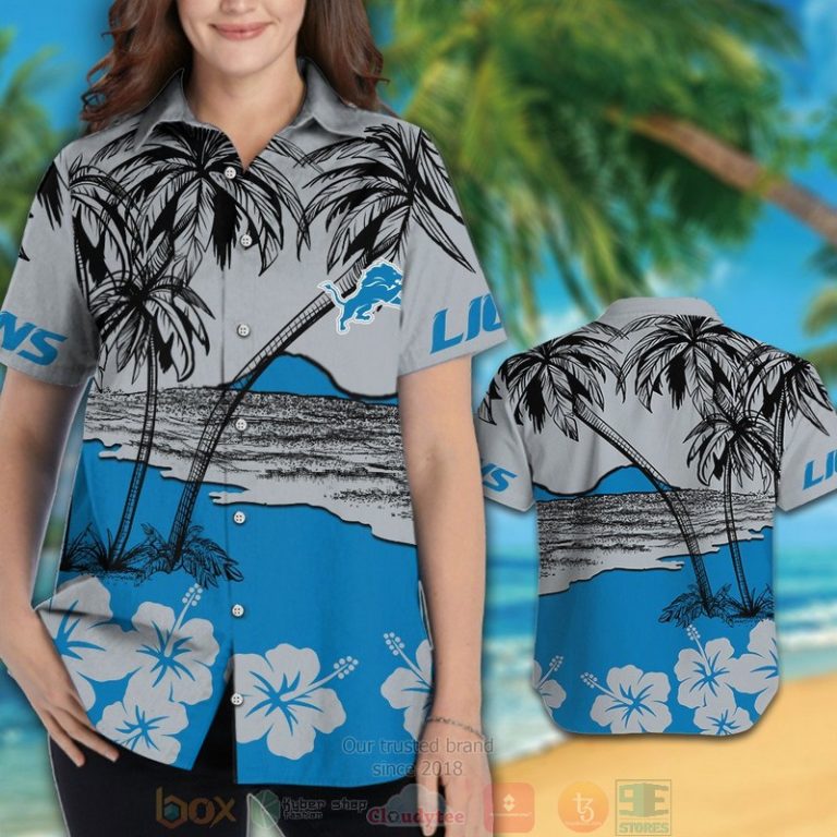 Detroit Lions Palm Tree Hibiscus Hawaiian Shirt And Shorts - Hot Sale 2025 Detroit Lions Palm Tree Hibiscus Hawaiian Shirt And Shorts - Hot Sale 2025