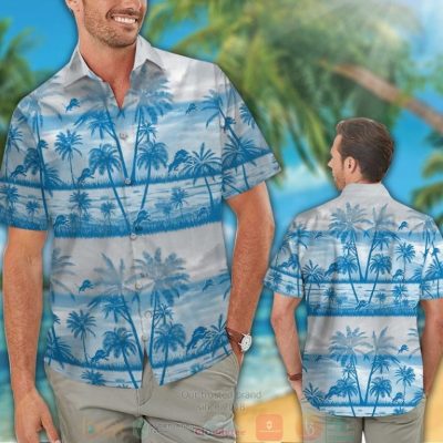 Detroit Lions Palm Tree Blue White Hawaiian Shirt And Shorts - Hot Sale 2025