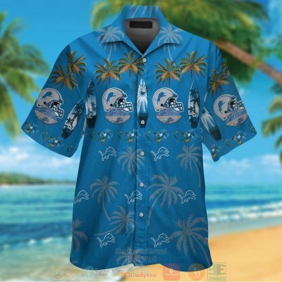 Detroit Lions Surfboard Hawaiian Shirt And Shorts - Hot Sale 2025