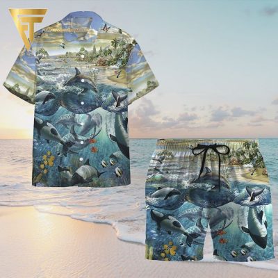 Dolphin Vintage All Over Print Hawaiian Shirts And Beach Shorts - Hot Sale 2025