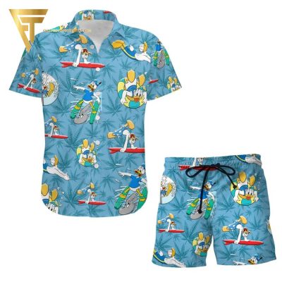 Donald Duck Surfing All Over Print Hawaiian Shirts And Beach Shorts - Hot Sale 2025