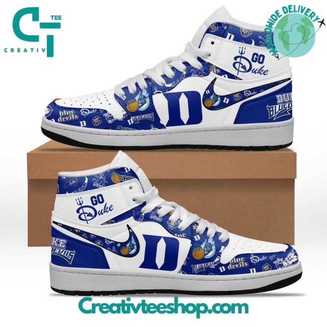 Duke Blue Devils NCAA Basketball Go Duke Air Jordan 1 Sneaker - soulcals.com