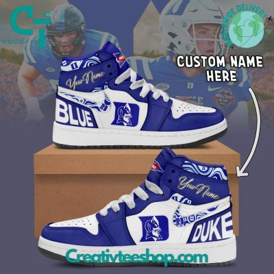 Duke Blue Devils NCAA Custom Name Air Jordan 1 Sneaker - soulcals.com