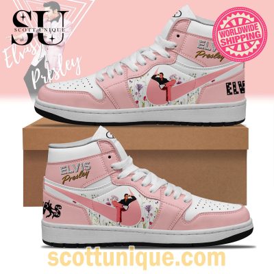 Elvis Presley Pink Floral Nike Air Jordan 1 High Top Sneaker -Soulcals.com