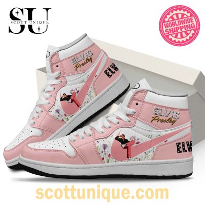 Elvis Presley Pink Floral Nike Air Jordan 1 High Top Sneaker -Soulcals.com