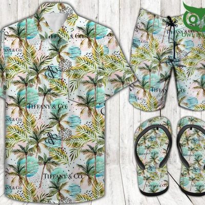 TIFFANY n CO coconut trees COMBO HAWAII SHIRT SHORTS