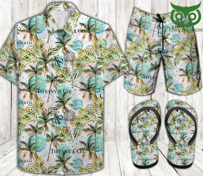 TIFFANY n CO coconut trees COMBO HAWAII SHIRT SHORTS