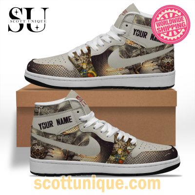 Fallout Series Grey Premium Nike Air Jordan 1 High Top Sneaker -Soulcals.com
