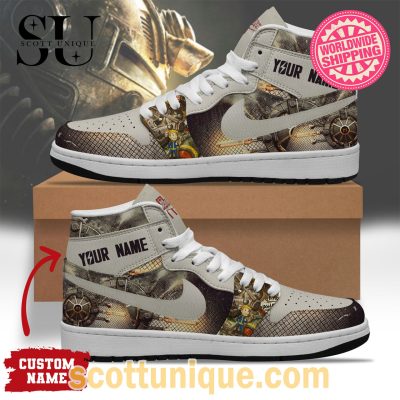 Fallout Series Grey Premium Nike Air Jordan 1 High Top Sneaker -Soulcals.com