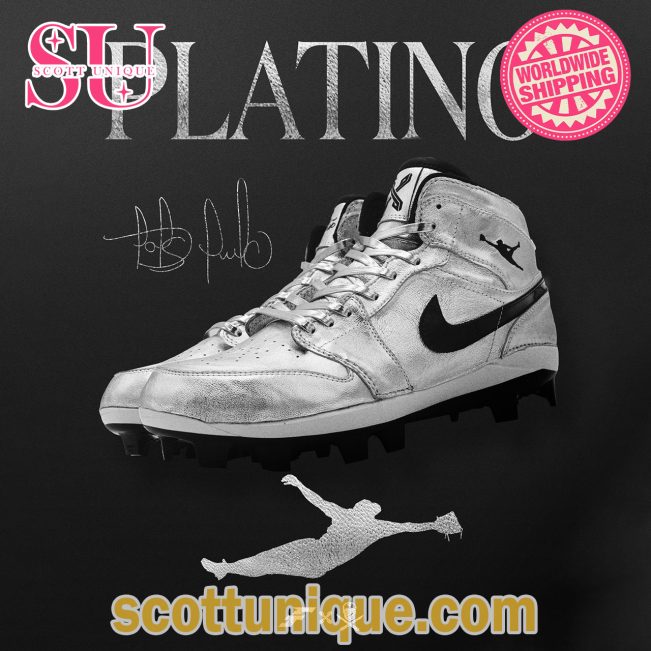 Fernando Tat?s Jr. Silver Platinum Premium Air Jordan 1 High Top -Soulcals.com