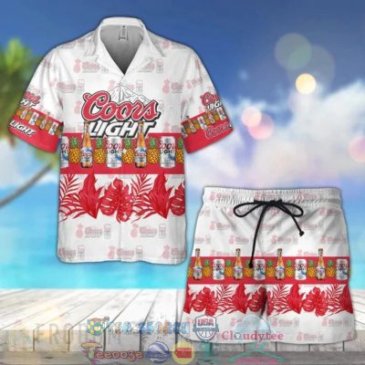 Coors Light Beer Tropical Pineapple Hawaiian Shirt Beach Shorts - Hot Sale 2025