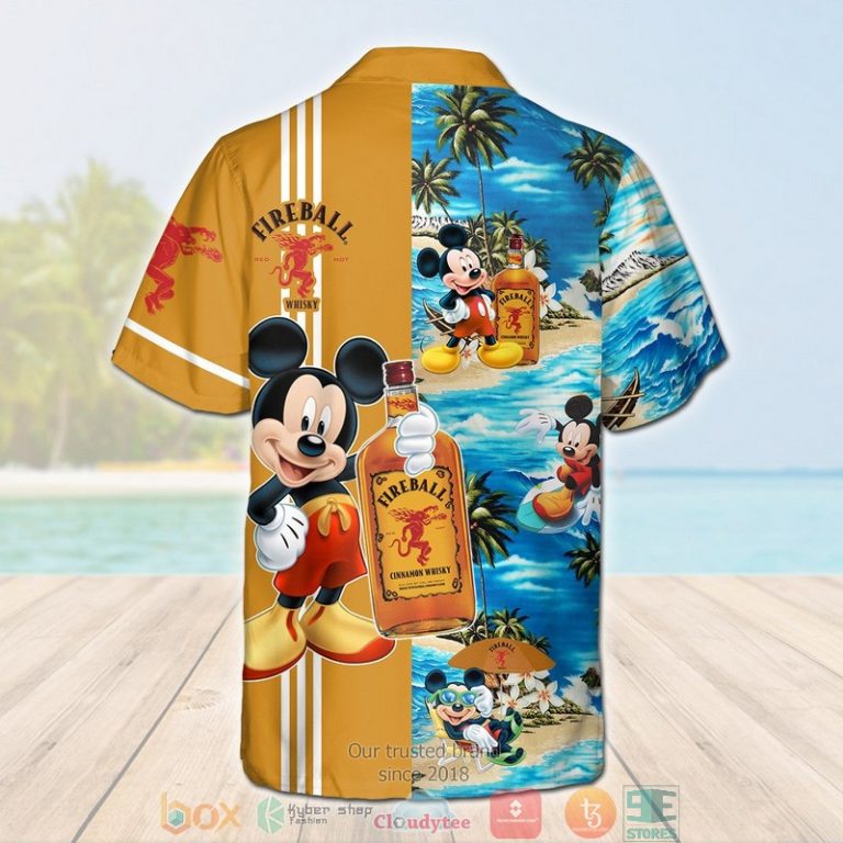 Fireball Cinnamon Whisky Mickey Mouse On The Beach 3D Hawaiian Shirt, Short - Hot Sale 2025