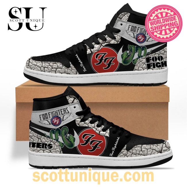 Foo Fighter Snack Black Nike Air Jordan 1 High Top Sneakers -Soulcals.com