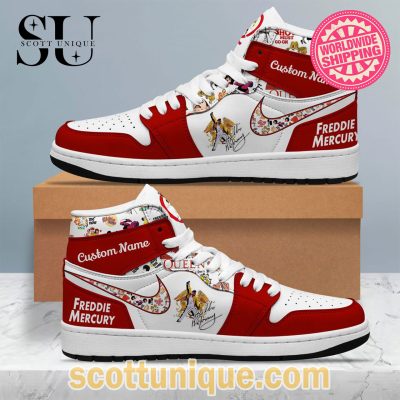 Freddie Mercury Nike Red Design Air Jordan 1 High Top -Soulcals.com