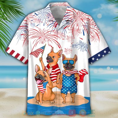 French Bulldog Independence In Comping White Hawaiian Shirt, Shorts - Hot Sale 2025