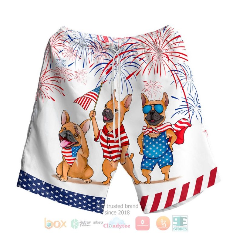 French Bulldog Independence In Comping White Hawaiian Shirt, Shorts - Hot Sale 2025