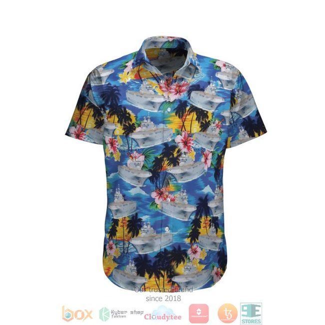 French Ship Mistral L9013 French Navy Hawaiian Shirt, Short - Hot Sale 2025