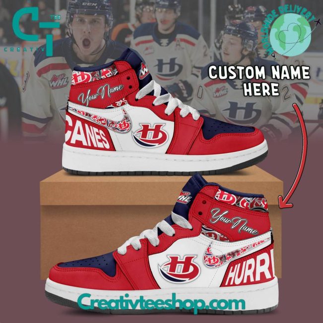 WHL Lethbridge Hurricanes Custom Name Air Jordan 1 Sneaker - soulcals.com