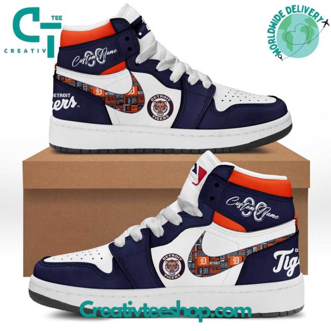 MLB Detroit Tiger Personalized Air Jordan 1 Sneaker - soulcals.com