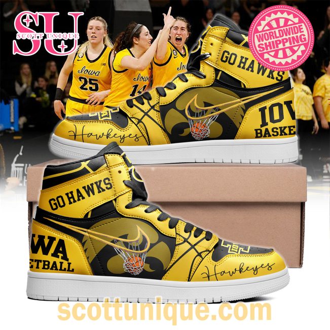 Go Hawks Hawkeyes Basketball Air Jordan 1 High Top Sneaker -Soulcals.com