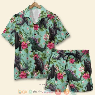 Godzilla Tropical Floral Pattern Hawaiian Shirt, Shorts - Hot Sale 2025