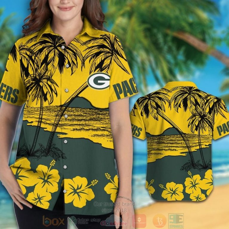 Green Bay Packers Hibiscus Yellow Hawaiian Shirt And Shorts - Hot Sale 2025