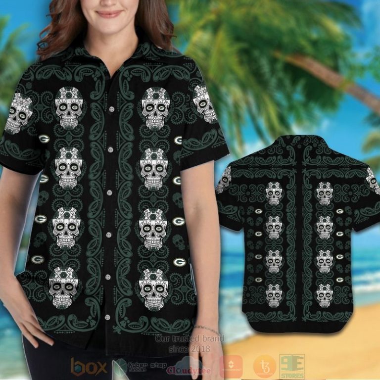 Green Bay Packers Sugar Skull Hawaiian Shirt And Shorts - Hot Sale 2025