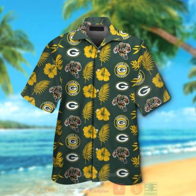 Green Bay Packers Logo Hibiscus Yellow Green Hawaii Shirt, Shorts - Hot Sale 2025