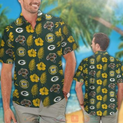Green Bay Packers Logo Hibiscus Yellow Green Hawaii Shirt, Shorts - Hot Sale 2025